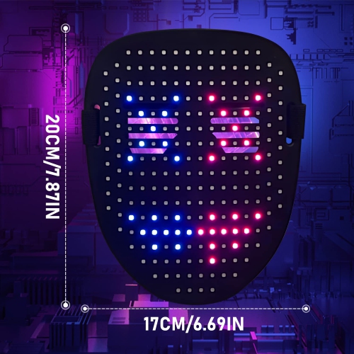 Led Mask with Gesture Sensing, LED Face Transforming Mask for Costume Cosplay Party Masquerade, light up mask for hall..
