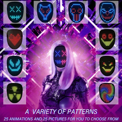 Led Mask with Gesture Sensing, LED Face Transforming Mask for Costume Cosplay Party Masquerade, light up mask for hall..