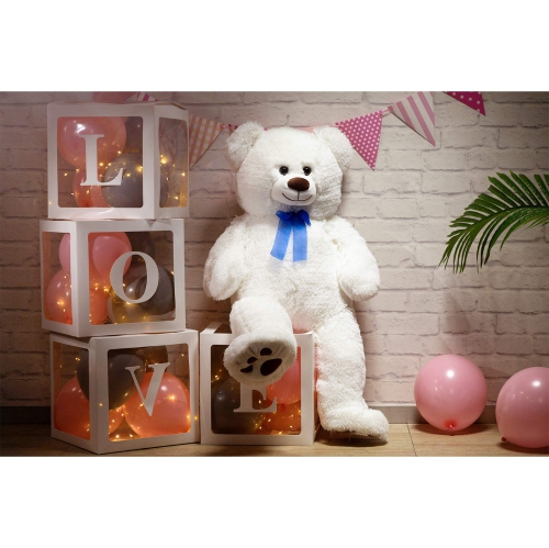 HollyHOME Teddy Bear Stuffed Animal Plush Giant Teddy Bears with Footprints Big Bear 36 inch White