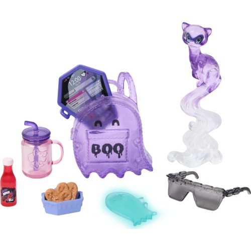Monster High Spectra Vondergeist Doll with Pet Ferret Rhuen and Accessories Like Backpack, Tablet, Snacks and More