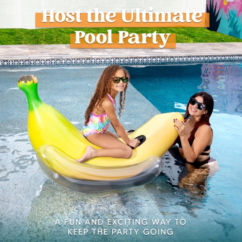 Sloosh Inflatable Banana Pool Float - Ride on Banana Pool Floats Funny Swimming Pool Party Decorations
