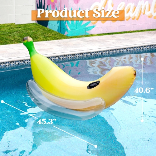 Sloosh Inflatable Banana Pool Float - Ride on Banana Pool Floats Funny Swimming Pool Party Decorations