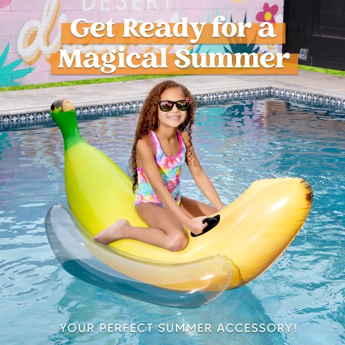 Sloosh Inflatable Banana Pool Float - Ride on Banana Pool Floats Funny Swimming Pool Party Decorations