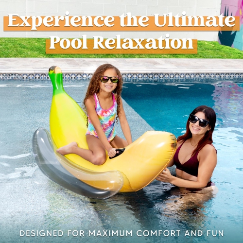 Sloosh Inflatable Banana Pool Float - Ride on Banana Pool Floats Funny Swimming Pool Party Decorations
