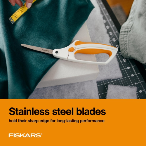 Fiskars Easy Action Fabric Scissors, Stainless Steel Blades for Precision Cuts, Spring-Assited Bent Handle