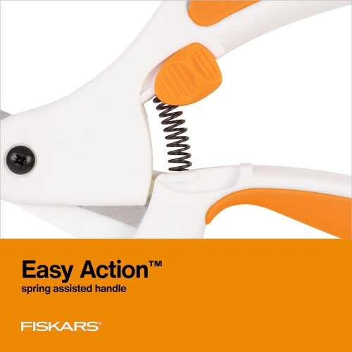 Fiskars Easy Action Fabric Scissors, Stainless Steel Blades for Precision Cuts, Spring-Assited Bent Handle