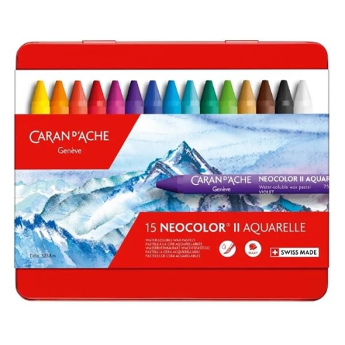 Caran d'AChE Classic Neocolor II Water-Soluble Pastels, 15 couleurs