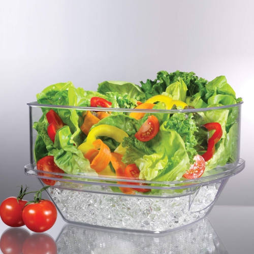 Prodyne 17687 Flip-Lid Salad on Ice Bowl, Clear