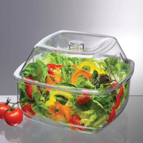 Prodyne 17687 Flip-Lid Salad on Ice Bowl, Clear