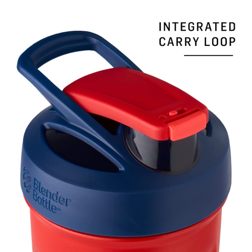 BlenderBottle Marvel Strada Shaker Cup Insulated Stainless Steel Water Bottle with Wire Whisk, 24-Ounce, Iron Man