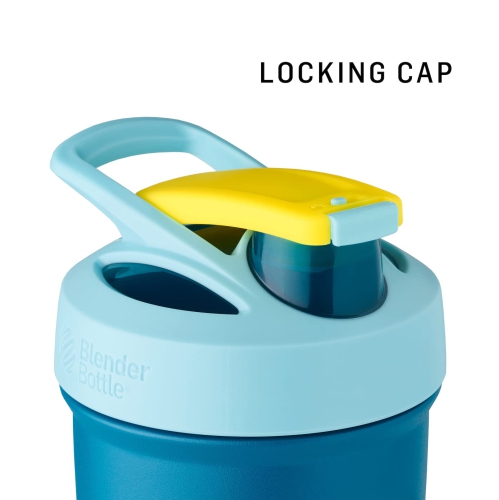 BlenderBottle Marvel Strada Shaker Cup Insulated Stainless Steel Water Bottle with Wire Whisk, 24-Ounce, Iron Man