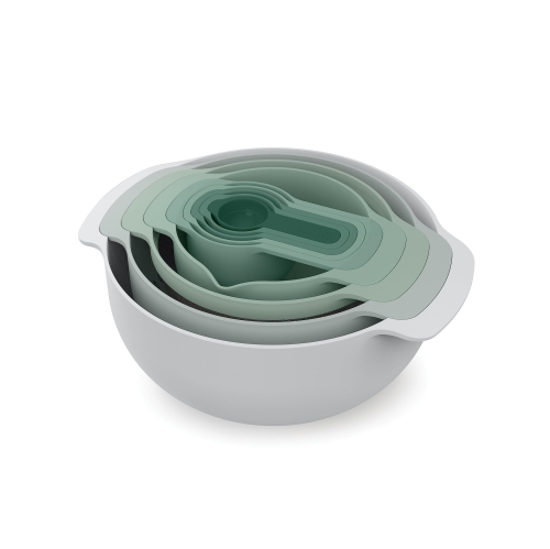 Joseph Joseph Nest 9 Nesting Bowls Set with Mixing Bowls Measuring Cups Sieve Colander, 9-Piece, Editions