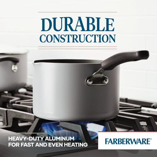 Farberware Cookstart DiamondMax Nonstick Straining Saucepan, Dishwasher Safe, 3 Quart, Silver