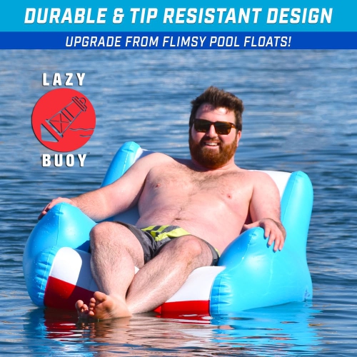 GoFloats Lazy Buoy Floating Pool Lounge Chair with Cup Holders for Adults - The Most Comfortable Pool Chair Float Ever