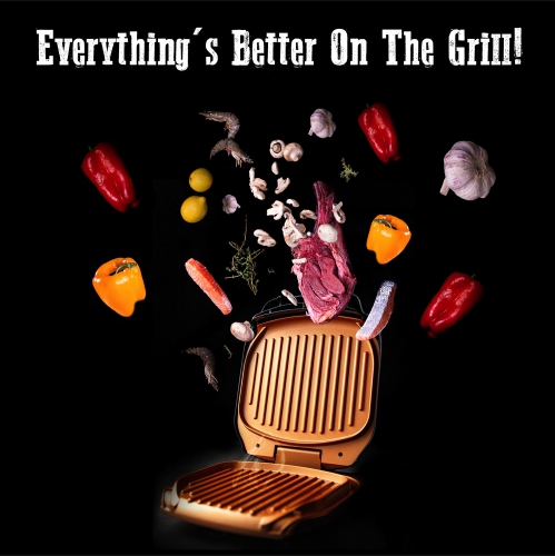 Gril à sandwich électrique multifonction à faible teneur en gras Gotham Steel avec revêtement antiadhésif en cuivre – Comme à la télé Grand