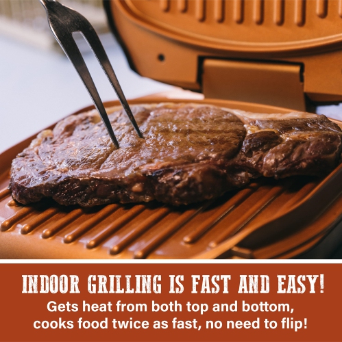 Gril à sandwich électrique multifonction à faible teneur en gras Gotham Steel avec revêtement antiadhésif en cuivre – Comme à la télé Grand