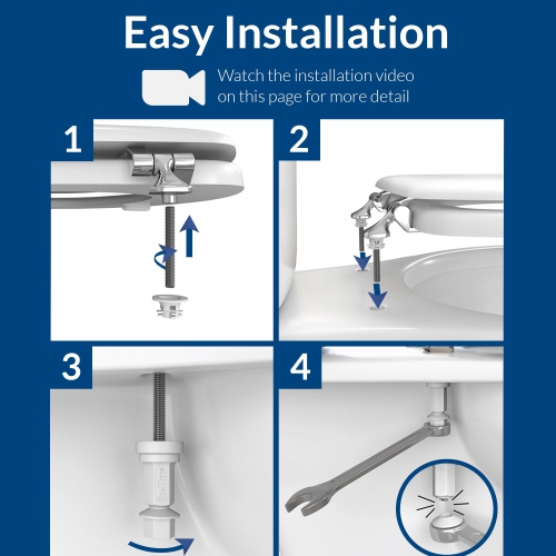 Mayfair Benton Toilet Seat with Matte Black Hinges, Slow Close Wood Seat, Secure Metal Hinges, Easy Install, Round, Wh..