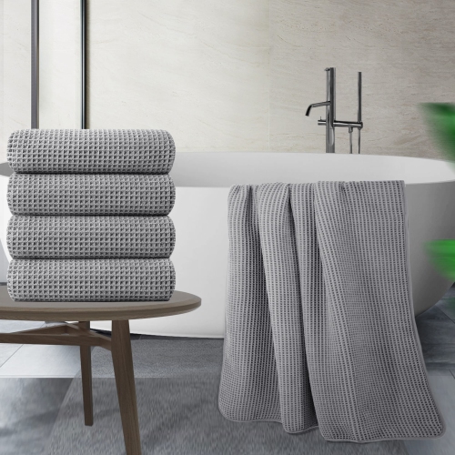 Polyte Microfiber Oversize Quick Dry Lint Free Bath Towel, 60 x 30 in, 4 Pack