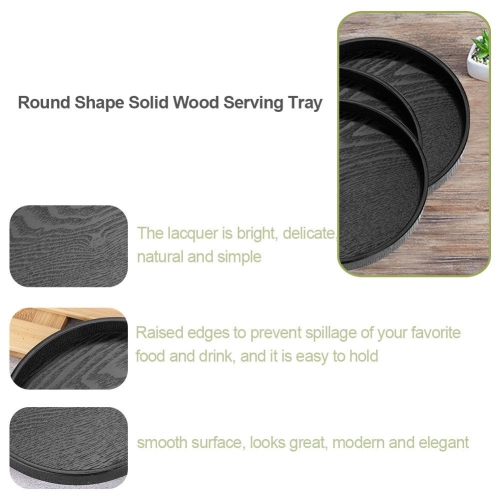 Fdit Wooden Serving Tray Round Shape for Restaurant Hotel Coffee (30cm)