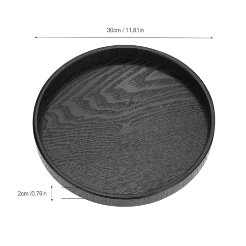 Fdit Wooden Serving Tray Round Shape for Restaurant Hotel Coffee (30cm)