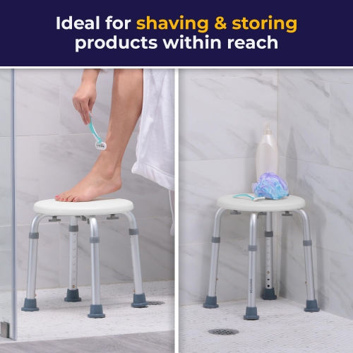 Drive Medical RTL12004KD Shower Stool - Compact Bathroom Stool, White