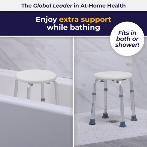 Drive Medical RTL12004KD Shower Stool - Compact Bathroom Stool, White