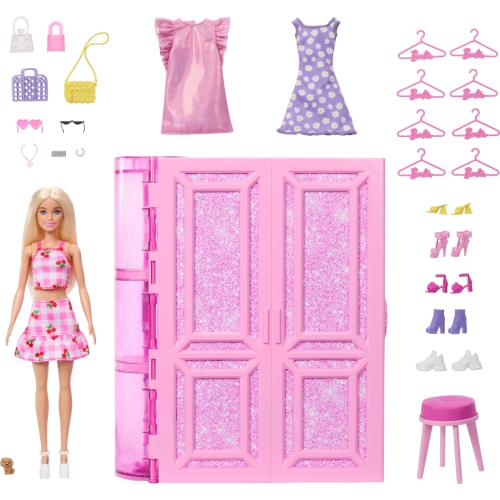 Barbie Dream Closet Toy Playset with Blonde Fashion Doll, Clothes & Accessories, 3-ft-Wide with 25+ Pieces, 3 Complete..