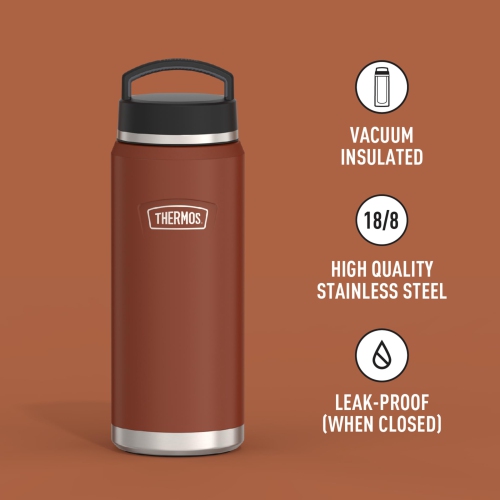 ICON Series by THERMOS Stainless Steel Water Bottle with Screw Top Lid, 40 Ounce, Saddle