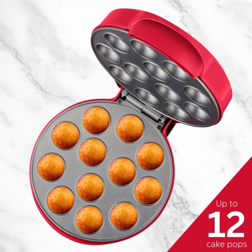 Holstein Housewares Red Cake Pop Maker - Makes 12 Cake Pops Non-Stick Coating Perfect for Birthday and Holiday Parties