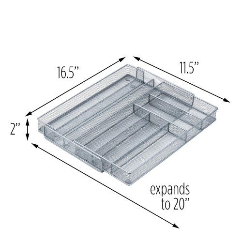 Honey-Can-Do KCH-02163 Steel Mesh 7-Compartment Expandable Utility Drawer Organizer, Silver