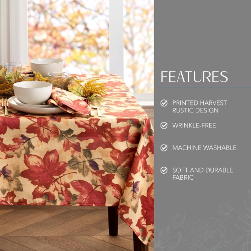 Elrene Home Fashions Harvest Festival Fall Printed Tablecloth, 60" x 120", Multi, Multicolor, 60" x 120"