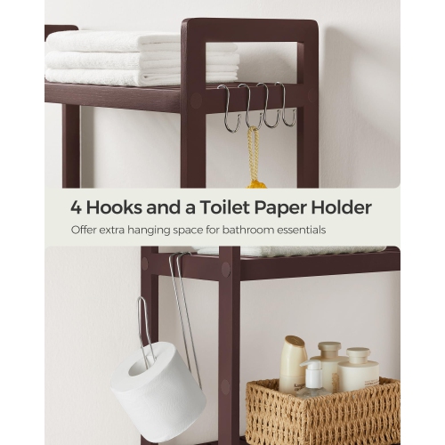 SONGMICS – Rangement pour toilettes, porte-toilette, tablette ajustable, brun UBTS01BR