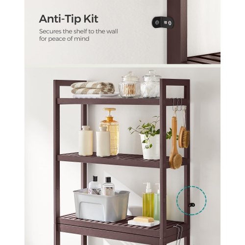 SONGMICS – Rangement pour toilettes, porte-toilette, tablette ajustable, brun UBTS01BR