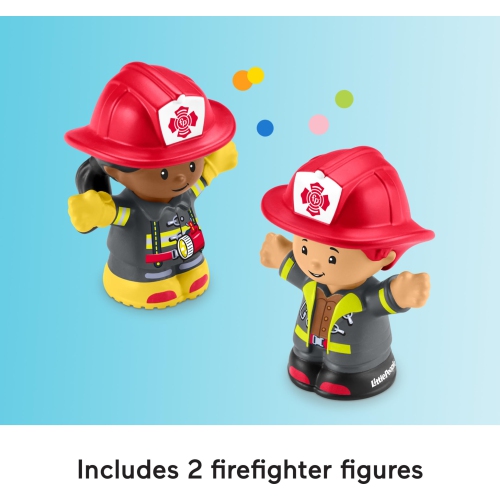 Fisher-Price Little People Toddler Toy Fire Truck Musical Push-Along Vehicle with 2 Figures for Pretend Play Ages 1+ Y..
