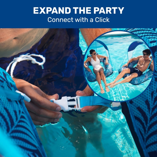 New Aqua Zero Gravity Pool Chair Float with Sunshade Canopy and Cup Holder – Blue Fern