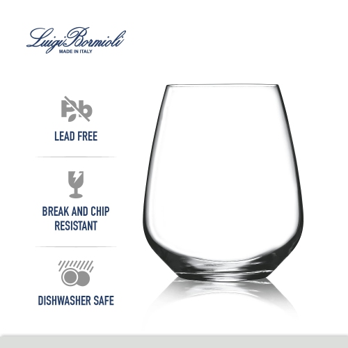 Ensemble de 4 verres à vin sans pied Luigi Bormioli Crescendo Crescendo 23,25 oz, verre Son-hyx cristal, fabriqué en Italie.