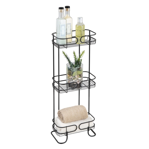 iDesign Neo Bathroom Shelf Caddy, Three Shelves - Matte Black 6.3" x 9.8" x 26.1"