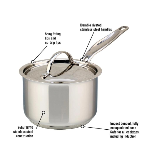 Meyer - Confederation Stainless Steel Saucepan with Lid, Induction Cooktop Compatible