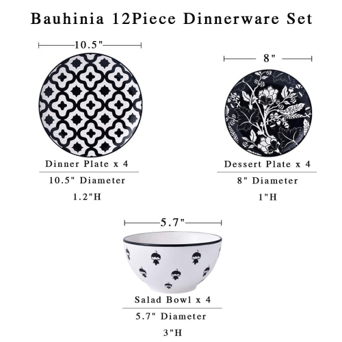 Wisenvoy Dinnerware Sets Plates and Bowls Sets Ceramic Dish Set Plate Set Stoneware Dinnerware Set Dishes Set for 4