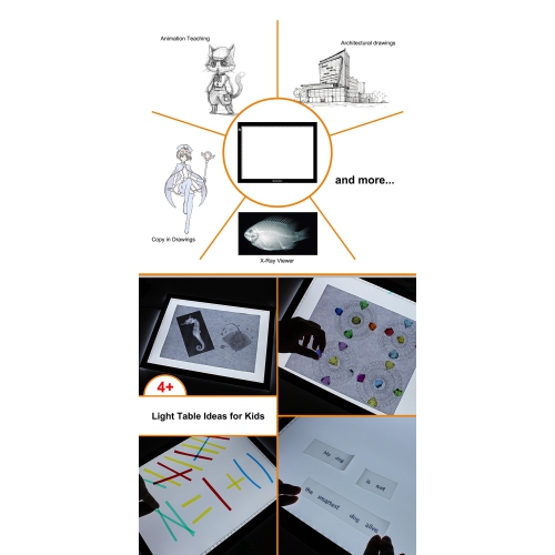 GAOMON B4 Size LED Light Box 5 Millimeters Ultrathin Light Pad USB Art Tracing Board for Sketch Copy and Handwork - GB4