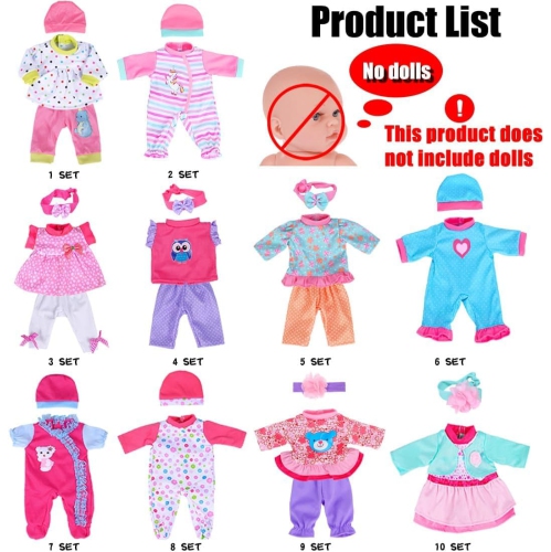 10 Sets Baby Doll Clothes and Accesories for 10 Inch Baby Dolls 12 Inch New Born Baby/Alive Baby Dolls 14 inch Dolls(N..
