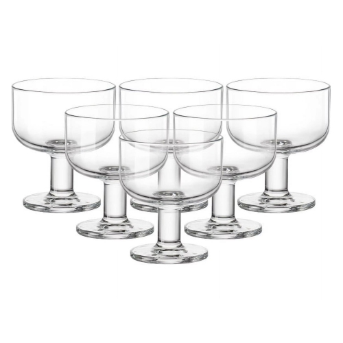 Bormioli Rocco – Ensemble Hosteria de 6&nbsp;tasses à dessert empilables, 8 oz Verre trempé transparent, fabriqué en Italie.