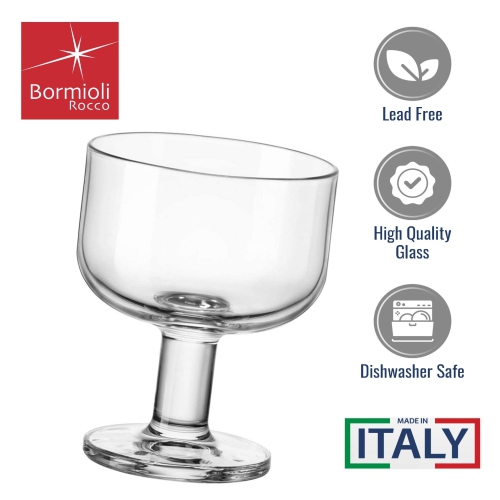 Bormioli Rocco – Ensemble Hosteria de 6 tasses à dessert empilables, 8 oz Verre trempé transparent, fabriqué en Italie.