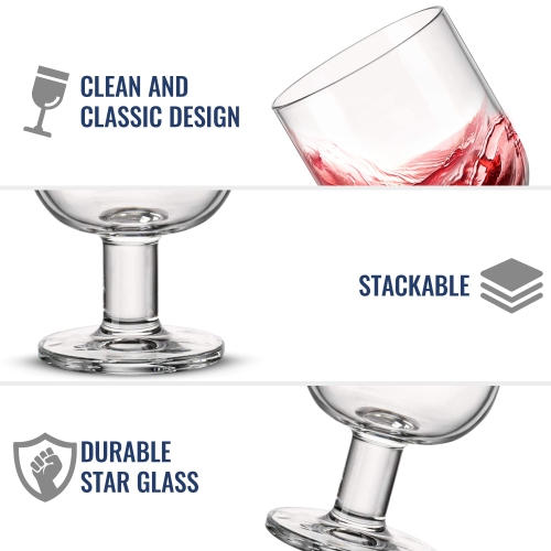 Bormioli Rocco – Ensemble Hosteria de 6 tasses à dessert empilables, 8 oz Verre trempé transparent, fabriqué en Italie.