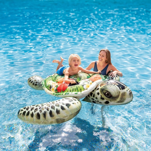 Intex 57555EP Realistic Sea Turtle Inflatable Ride-On Pool Float with Handles