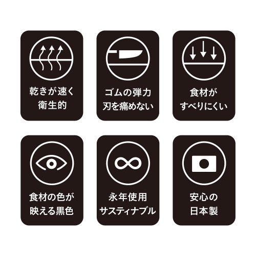 Rubber Rubber NBD001 Cutting Board, Synthetic Rubber, Black, M, Made in Japan 11.8 x 7.9 x 0.3 inches (300 x 200 x 8 m..