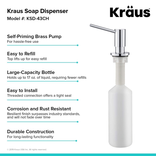 KRAUS Kitchen Soap and Lotion Dispenser in Chrome, KSD-43CH