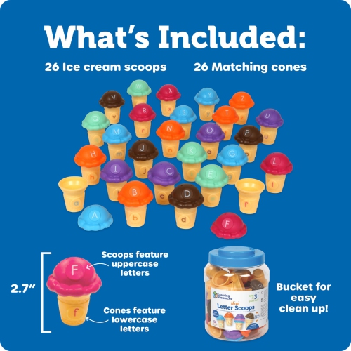 Learning Resources Mini Letter Scoops, 52 Pieces, Ages 3+,Preschool Learning Toys, Stacking Toys, Montessori Toys