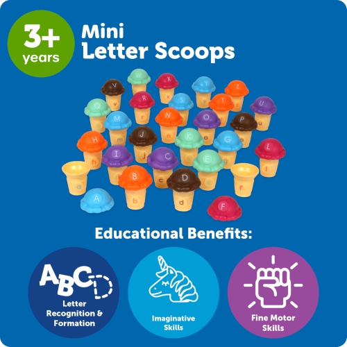 Learning Resources Mini Letter Scoops, 52 Pieces, Ages 3+,Preschool Learning Toys, Stacking Toys, Montessori Toys