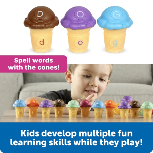 Learning Resources Mini Letter Scoops, 52 Pieces, Ages 3+,Preschool Learning Toys, Stacking Toys, Montessori Toys